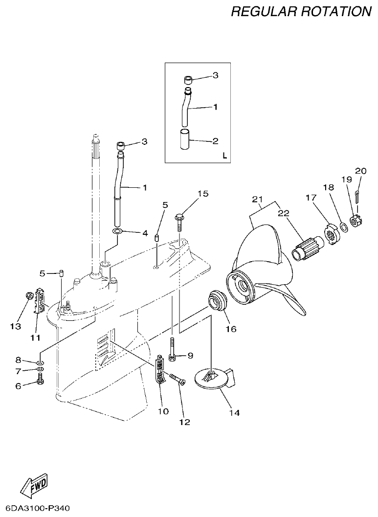 Yamaha 20 LOWER CASING & DRIVE 2 parts diagram